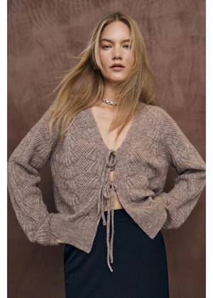 Flora ls knit cardigan Desert Taupe Melange Objet 